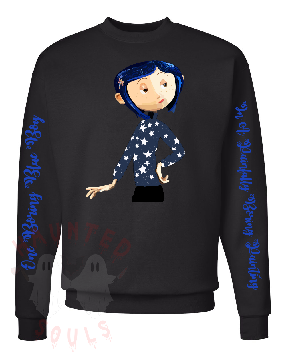 Boring Blue Youth Crewneck - Black