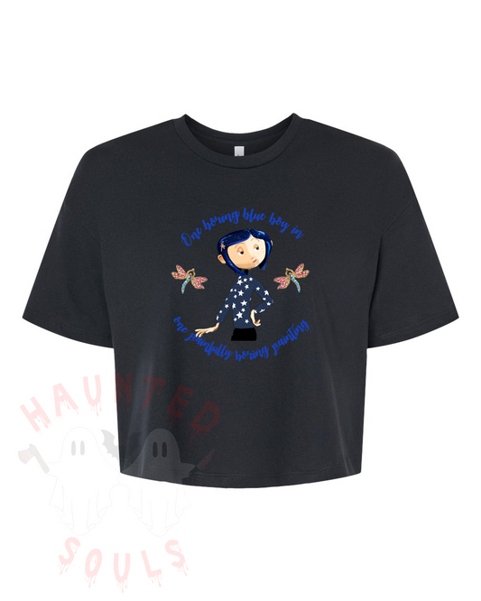 Boring Blue Adult Cropped T-Shirt